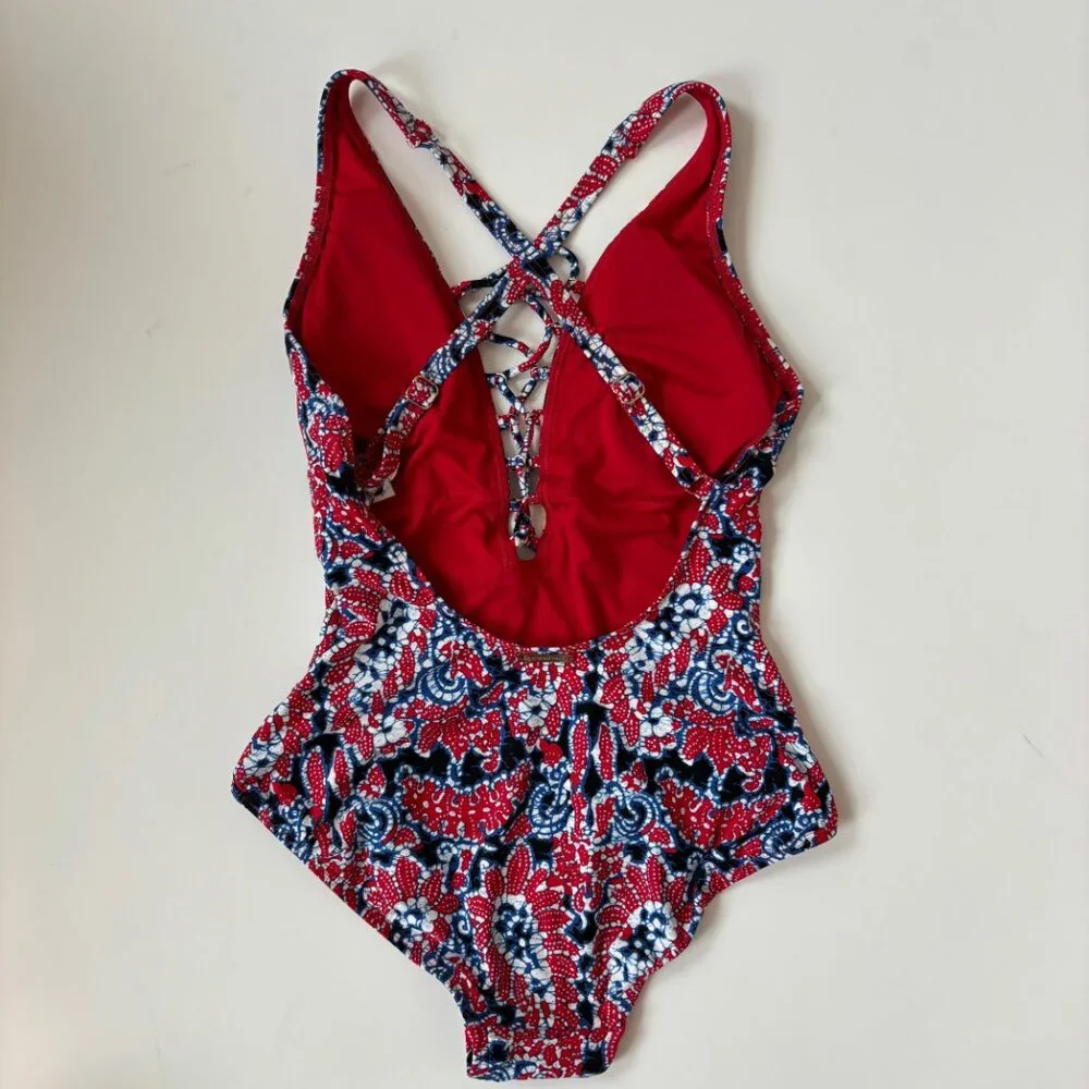 Michael Kors Lace-Up Plunge One-Piece Swimsuit – NWOT – Size 4 - Picture 4 of 6